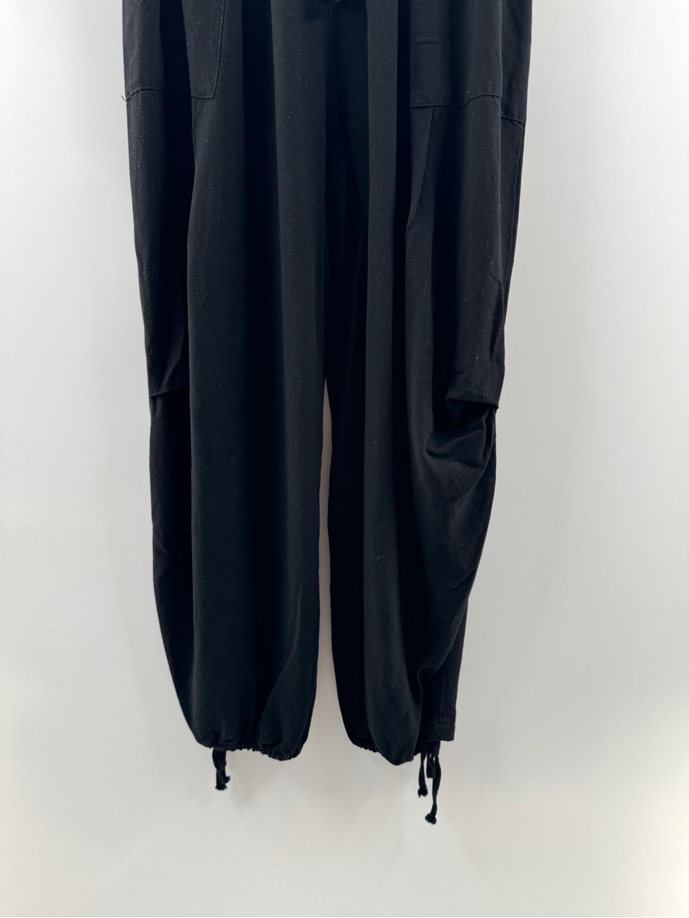 Black Cotton Linen Drawstring Cuffed Pants – Women’s Large - Picture 4 of 6